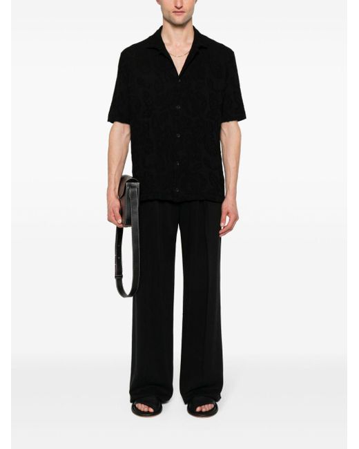 Roberto Collina Black Jacquard-Pattern Knitted Shirt for men
