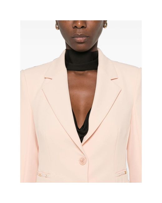 Elisabetta Franchi Pink Peak-Lapel Single-Breasted Blazer