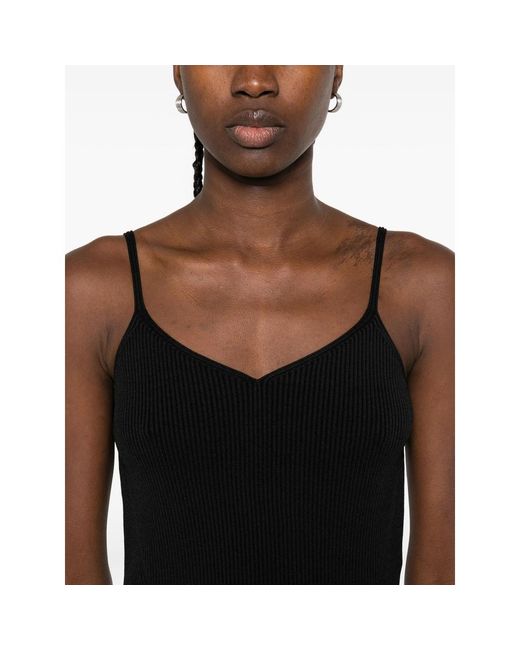 CFCL Black Ribbed V-Neck Top