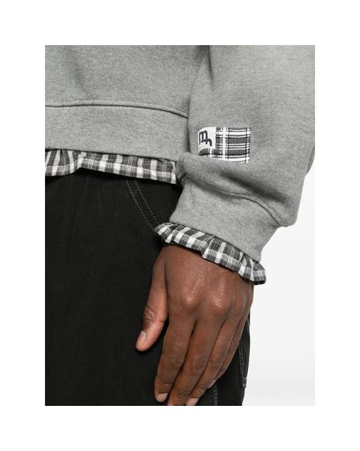MADFRENZY Gray Gingham-Trim Sweatshirt for men