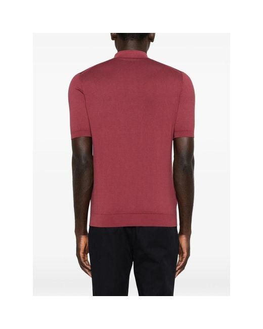 Fedeli Red Short-Sleeve Polo Shirt for men