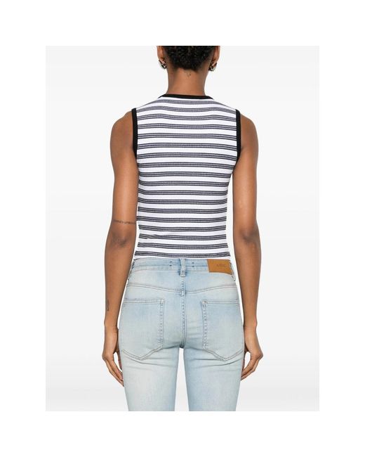 Amiri Black Striped Ribbed-Knit Tank Top