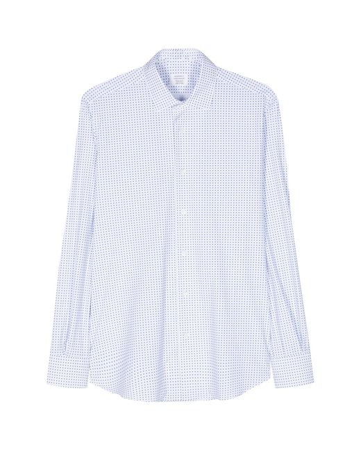 Mazzarelli White Geometric-Pattern Shirt for men