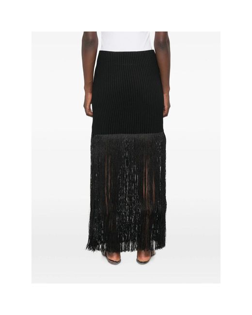 Alaïa Black Fringed Tube Skirt