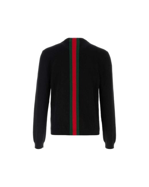 Gucci Black Web-Stripe Cashmere Sweater for men