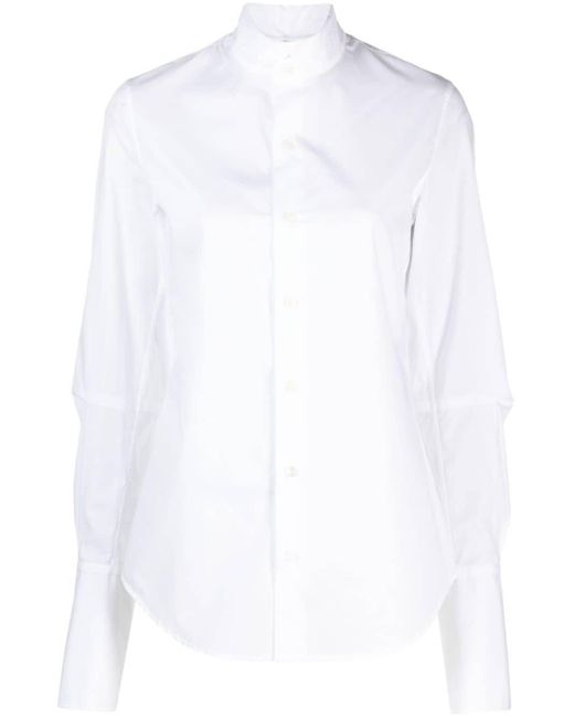 Ann Demeulemeester White Puff-Sleeve Cotton Shirt