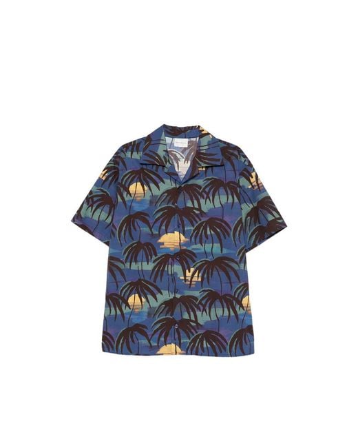 Drole de Monsieur Blue Palm Button Shirt for men