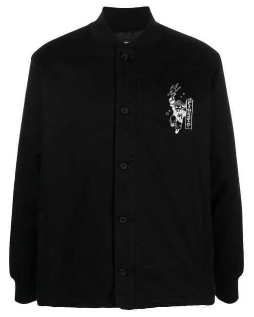 RIPNDIP Black Embroidered-Design Cotton Shirt Jacket for men