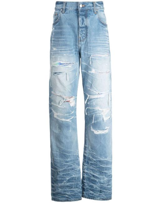 Amiri Distressed Lose-Fit Jeans in Blue for Men | Lyst