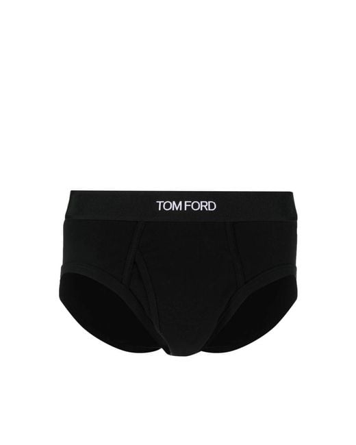 Tom Ford Black Cotton Slip-On Underwear With Logo Waistband for men