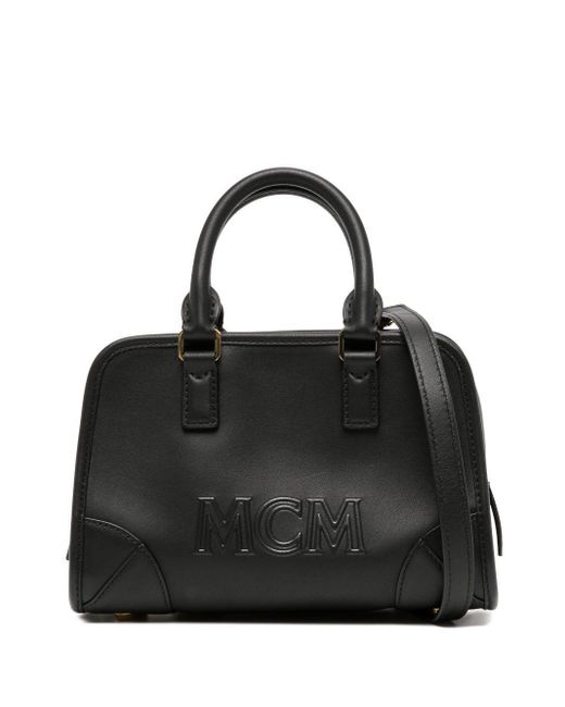 MCM Black Mini Aren Logo-embossed Bag
