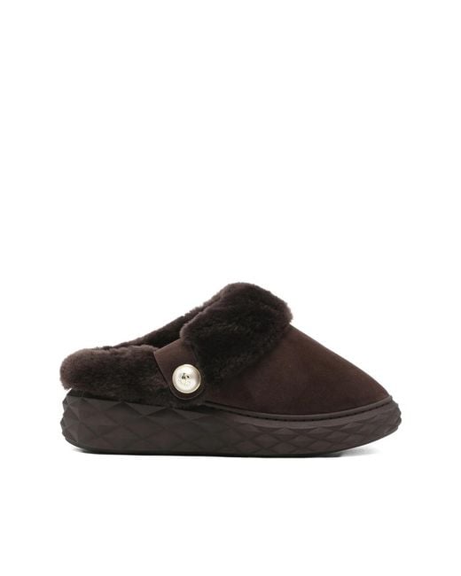 Jimmy Choo Brown Diamond Maxi Mules