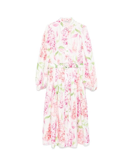 PAOLA ZUIN Pink Floral Midi Dress