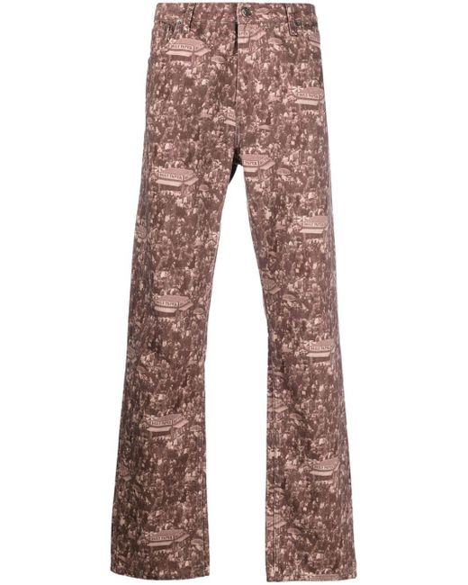 Daily Paper Brown Graphic-print Straight-leg Trousers for men