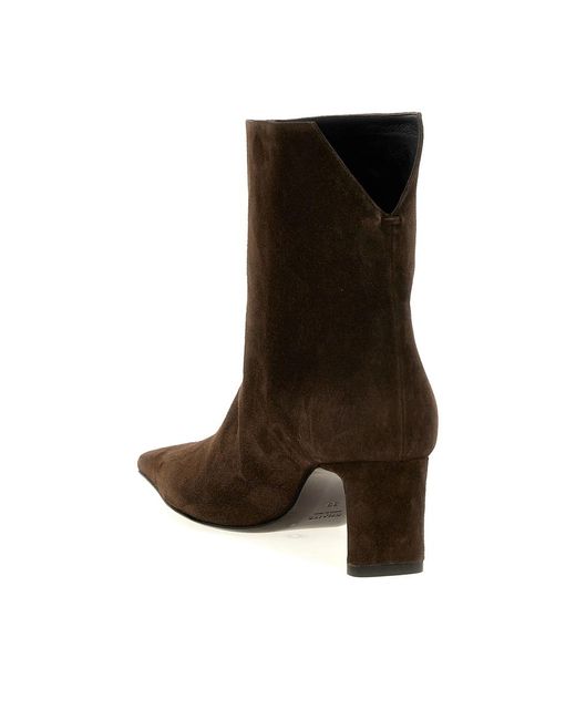 Khaite Brown Ankle Boots Calf Suede