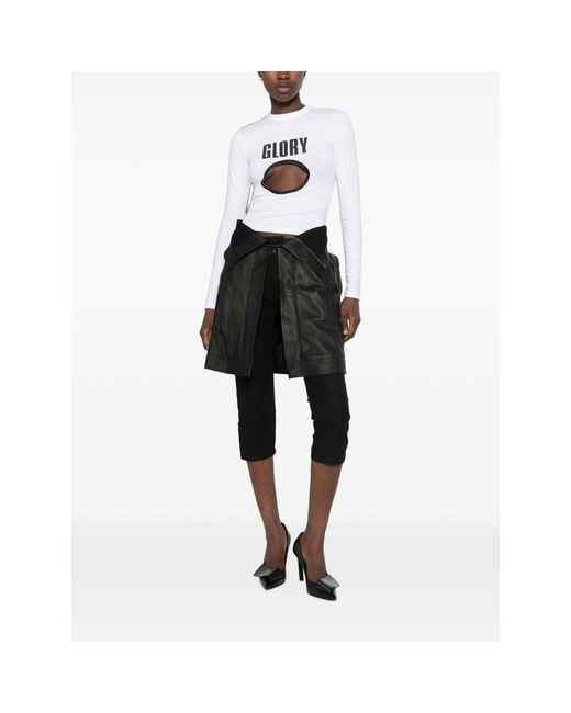 Jean Paul Gaultier White Cut-Out Slogan-Print T-Shirt