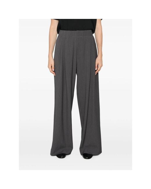ELEH Gray Pleated Wide-Leg Trousers