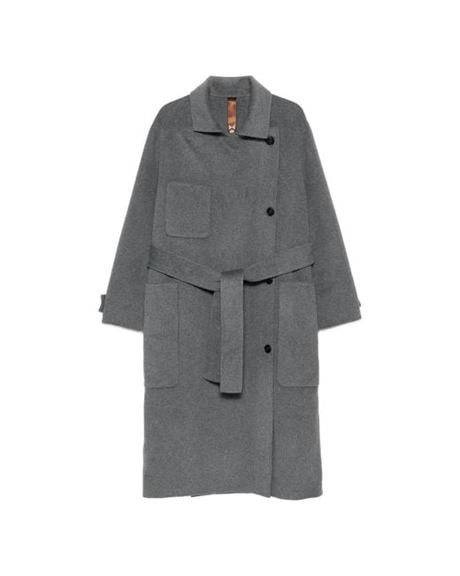 GLOX Gray Belted Patch-Pocket Coat