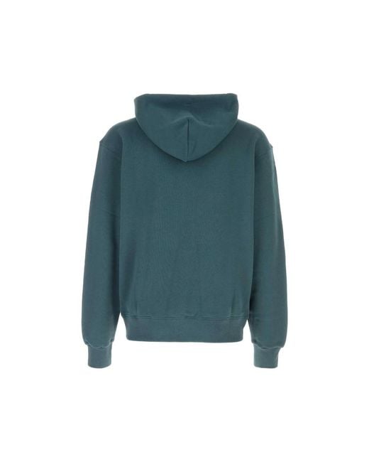 KENZO Blue Logo-Embroidered Hoodie for men