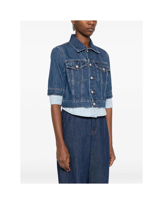 7 For All Mankind Blue Trucker Button Layered Jacket