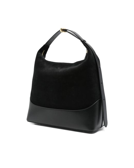 Elleme Black Large Loop Suede Leather Shoulder Bag