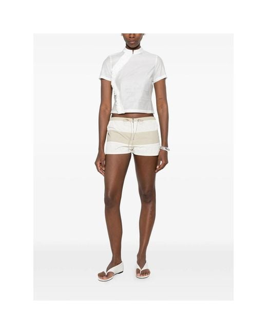Paloma Wool Natural Zurriola Rhinestone-Embellished Shorts