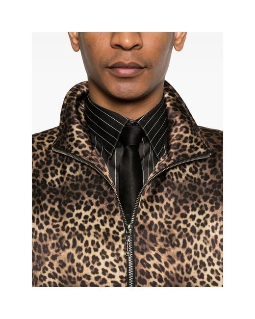 Ernest W. Baker Brown Animal-Print Zip-Fastening Jacket for men