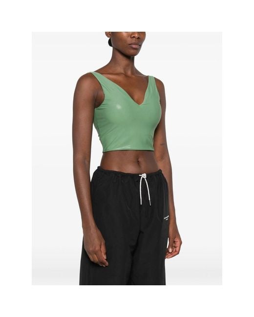 MACRON Green V-Neck Cropped Performance Top