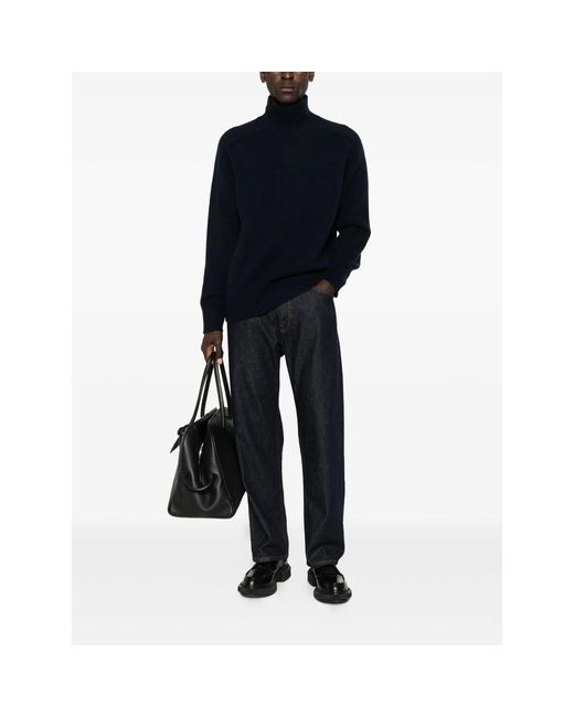 Soft Goat Black Roll-Neck Cashmere Sweater for men