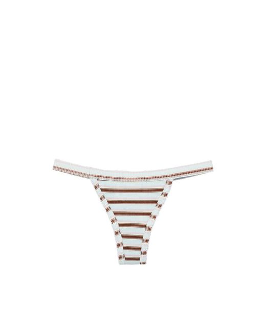 Frankie's Bikinis White Stripe-Pattern Bikini Bottoms