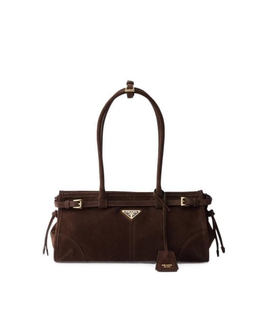 Prada Brown Bonnie Suede Tote Bag