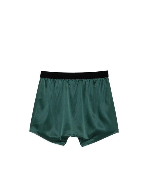 Tom Ford Green Logo-Waistband Silk Boxer Shorts for men
