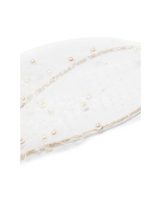 Jennifer Behr White Violette Pearl-Embellished Veil Headband