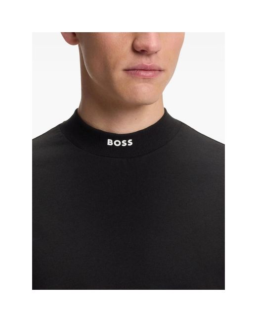 Boss Black Logo-Print High-Neck T-Shirt for men