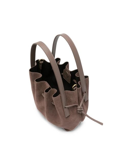 Yuzefi Brown Mini Scallop Suede Tote Bag