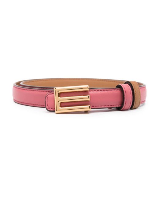 Etro Pink Logo-Buckle Leather Belt