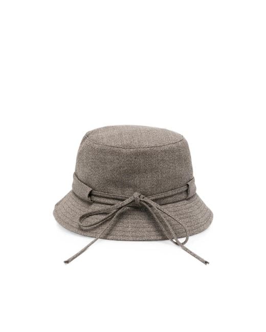 Jacquemus Gray Logo-Plaque Drawstring Bucket Hat
