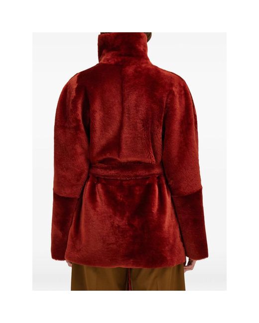 Ferragamo Red Reversible Shearling Jacket