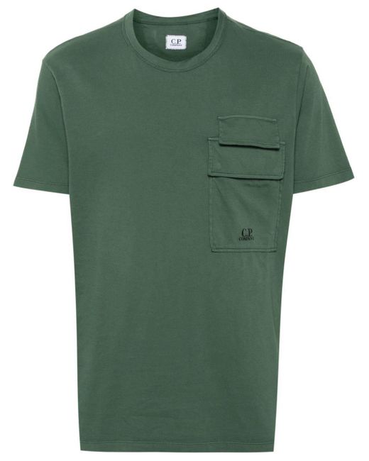 C P Company Green Logo-Print T-Shirt for men