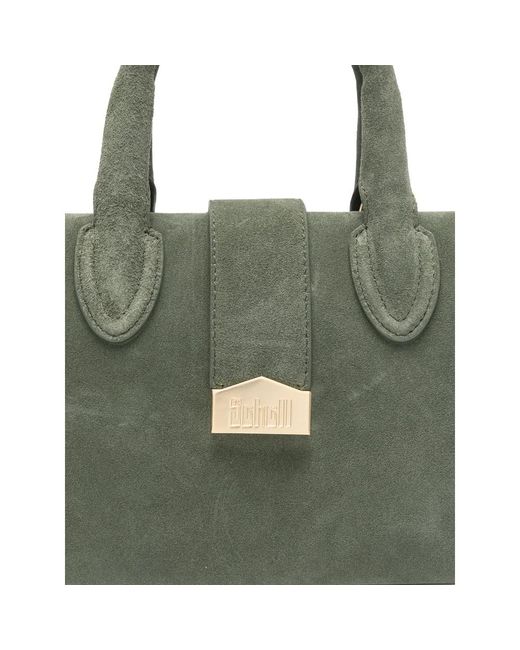 Schell Green Suede Top-Handles Tote Bag