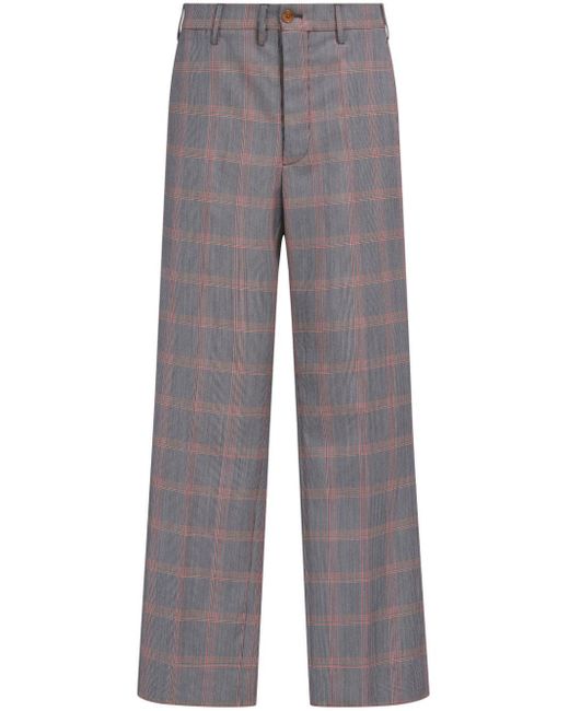 Marni Gray Checked Virgin Wool-Blend Trousers for men