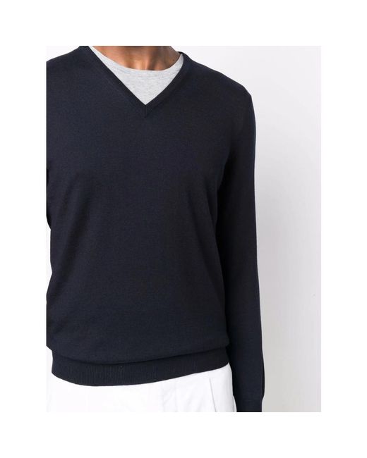 Fileria Blue Wool V-Neck Jumper for men