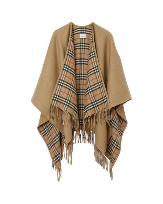Burberry Brown Check-Pattern Reversible Wool Cape for men