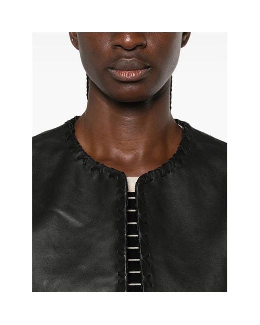 Rohe Black Whipstitch-Trim Collarless Jacket
