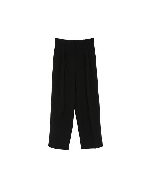 Calvin Klein Black Pleated Wide-Leg Trousers