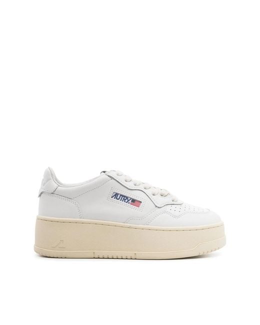 Autry White Medalist Platform Leather Sneakers