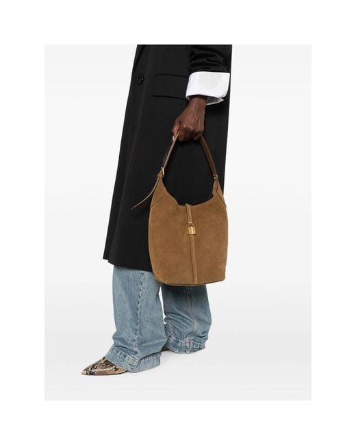 DeMellier London Brown Small Siena Lock-Detail Bucket Bag