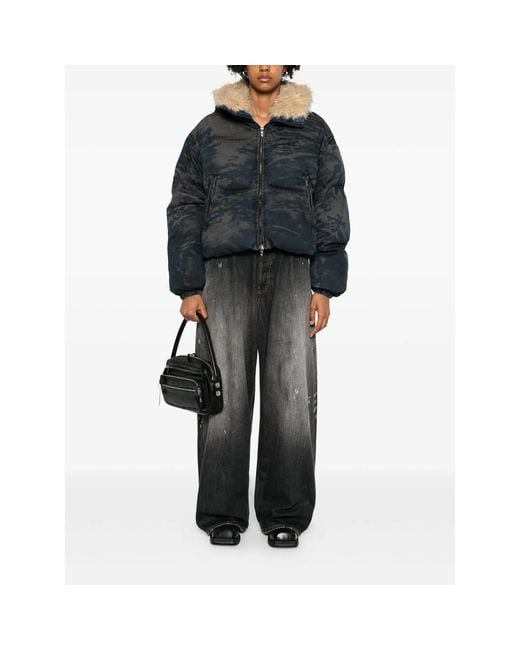 DIESEL Blue Camouflage-Pattern Padded Jacket