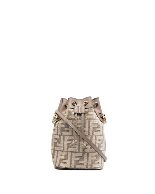 Fendi White Grey Mon Tresor Mini Bucket Bag - Women's - Calf Leather/fabric