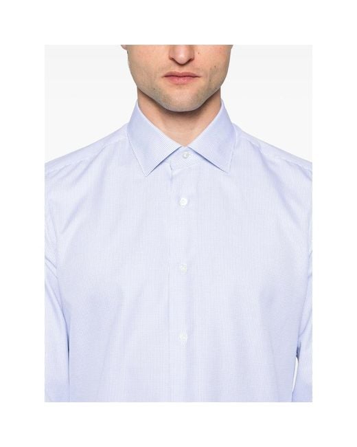 Mazzarelli White Mini-Check Shirt for men